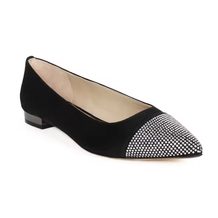 Zapato completo fabricante femenino puntiagudo tacón bajo cuero suave vestido casual zapatos planos con diamantes de imitación 2023 - 1
