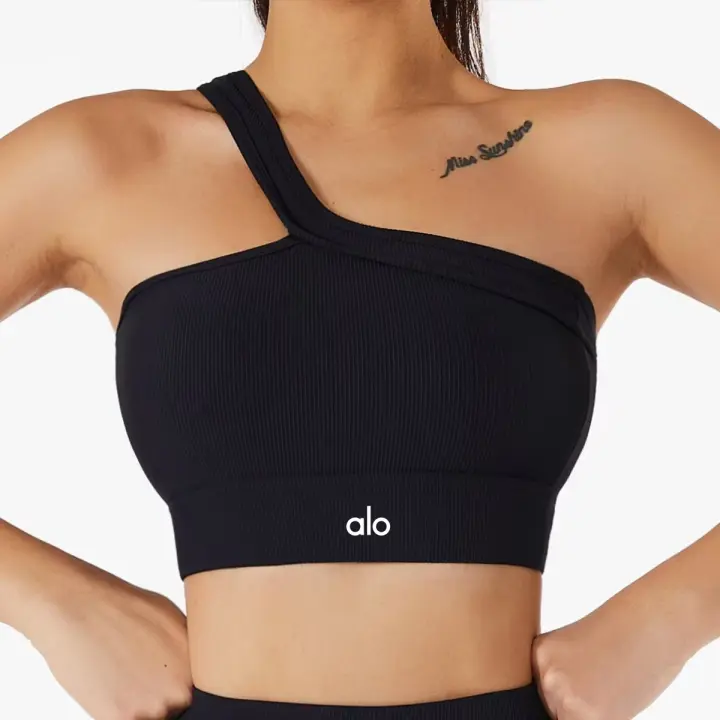 Alo yoga chaleco de yoga de un hombro sujetador con correa de pecho antichoque junta de entrenamiento de fitness lencería deportiva para mujeres tirantes - 1