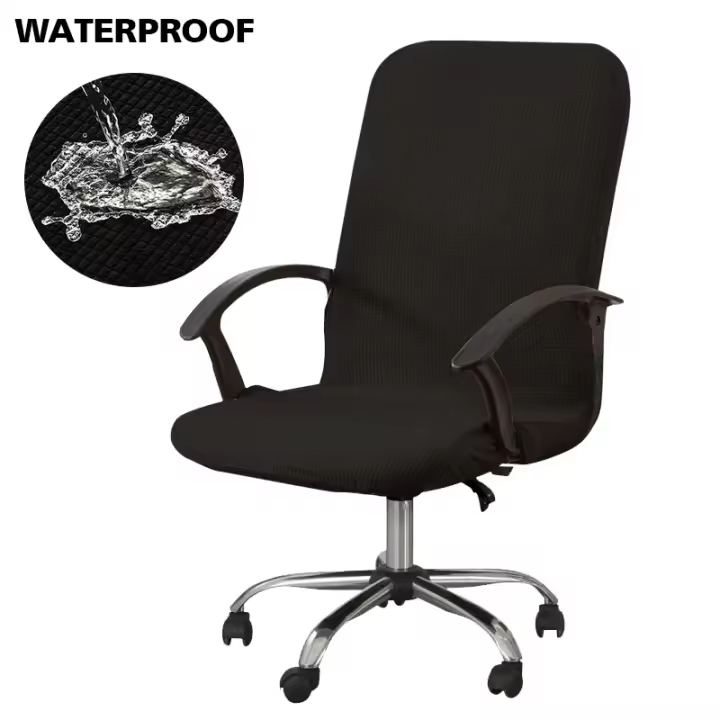 Sillas de ordenador y oficina de jacquard Cubierta del asiento, cubierta impermeable elástica desmontable para sillas de juego - 1