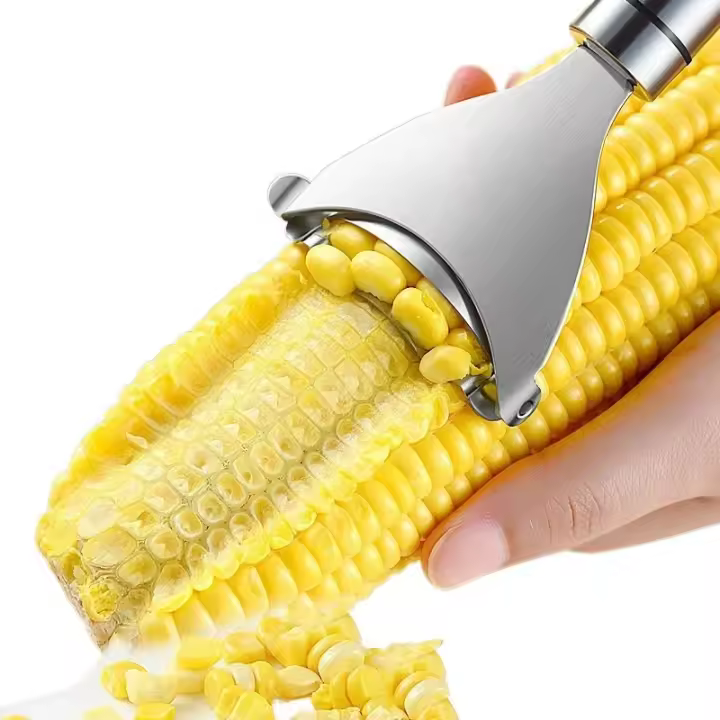 Pelador de maíz de acero inoxidable, pelador de maíz dentado, pelador de mazorca, cepillador, trilladora, cortador, herramienta de cocina para frutas y verduras - 1