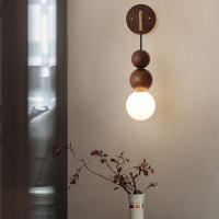 Lámpara de pared para dormitorio, candelabro de mesita de noche de estilo chino de nogal, Fondo de sala de estar Retro japonés - details 1