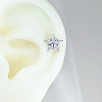 Anillo de labio Labret de estrella de titanio F136 para mujer, cartílago de la oreja, Tragus, hélice, lóbulo, pendientes Daith, Piercing, joyería corporal, 1PC - details 4