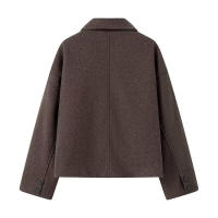 Camiseta holgada de lana de manga larga para mujer, solapa de un solo pecho, invierno, nuevo - details 2