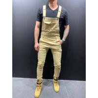 Pantalones vaqueros ajustados con tirantes de mezclilla para hombre, pantalones vaqueros de color liso para hombre - details 1