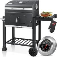 Parrilla de Carbón Grande con Carrito Asador BBQ de Acero Inoxidable con Termómetro - details 0