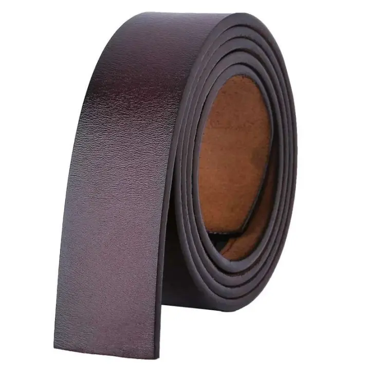 Cinturón automático de piel de vacuno sin hebilla para hombre, correa de piel auténtica de 3,5 cm de ancho, negro y marrón - 1