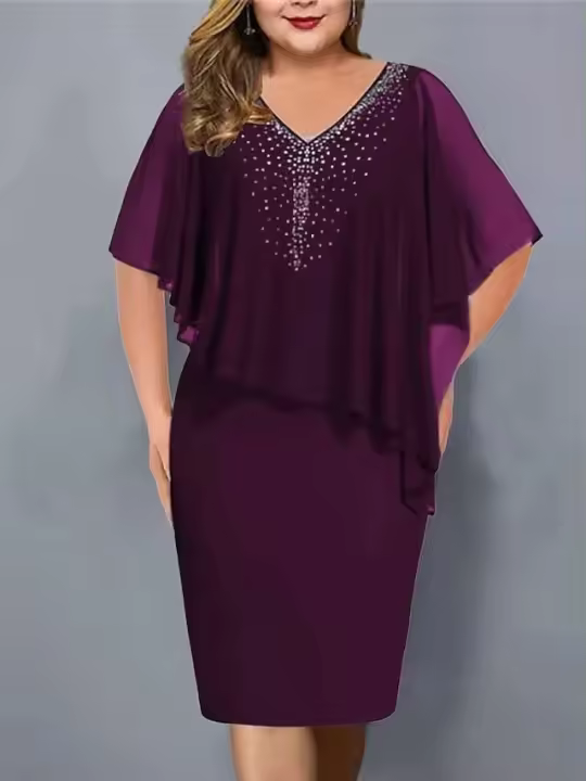 2024 nuevo elegante vestido de fiesta de verano Rhie decoración uso diario ceñido al cuerpo de talla grande de gasa vestido de banquete para mujer - 1