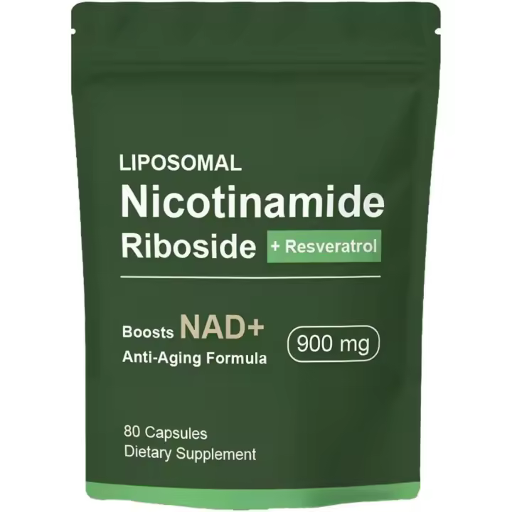 Suplemento de NAD+ caliente con ribosido de nicotinamida - Ribosido de nicotinamida liposómica, resveratrol, quercetina - Suplemento de NAD de alta pureza para antienvejecimiento, energía y enfoque - 80 cápsulas - 1