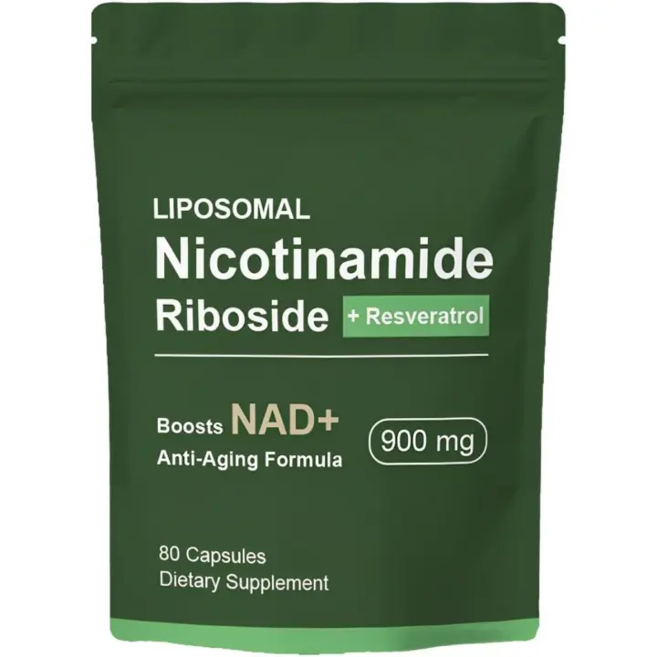 Suplemento de NAD+ caliente con ribosido de nicotinamida - Ribosido de nicotinamida liposómica, resveratrol, quercetina - Suplemento de NAD de alta pureza para antienvejecimiento, energía y enfoque - 80 cápsulas - 1