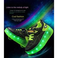 Zapatillas De Deporte Para Niño, Zapatos Luminosos Con Carga Usb De Malla De Dibujos Animados De Araña, Patines Deportivos Para Exteriores, Zapatos De Skate Para Niños Y Niñas, Zapatos Informales - details 0