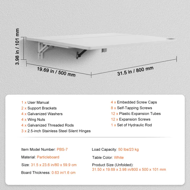 SucceBuy Mesa plegable de pared, escritorio plegable para espacios pequeños, oficina en casa, cocina, lavandería - 1