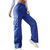 Pantalones cargo rectos a la moda para mujer, pantalones informales con cintura elástica para mujer - details 5