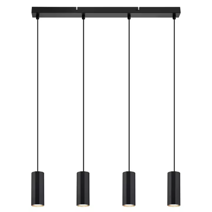 Lámpara colgante de metal negro CBJKTX, diámetro 60 cm, GU10, 4 llamas, estilo industrial, para sala de estar, comedor, lámpara moderna para interiores. - 1