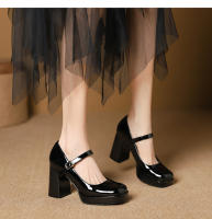 Nuevo temperamento francés tacones gruesos tacones altos zapatos de mujer - details 13