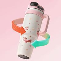 Taza de vacío de dibujos animados de 1000ML con tapa y pajita, vaso aislado de acero inoxidable 316 con asa, botella de agua térmica de regalo - details 1