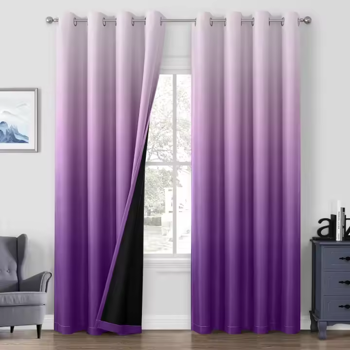 Cortinas de dormitorio 100% opacas, paquete de 2, cortinas opacas y aislantes térmicas degradadas para salón - 1