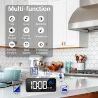 Reloj despertador digital con pantalla LED grande de temperatura, reloj de cabecera con 10 sonidos de alarma, brillo ajustable en 4 niveles - details 0