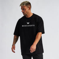 Camiseta de entrenamiento de manga corta para hombres Muscleguys Fitness Suelto Estilo casual para verano Material de poliéster - details 2