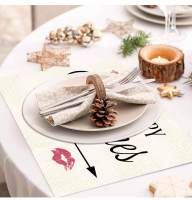 Mantel Individual cuadrado aislado con estampado de líneas del Día de San Valentín, decoración de mesa de cocina para el hogar, mantel individual para servilletas - details 3