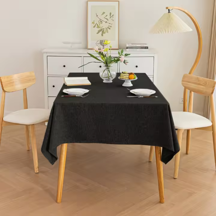 Mantel de lino y algodón impermeable, cubierta de mesa más gruesa antiestática, a prueba de polvo, decoración de mesa de Color sólido - 1