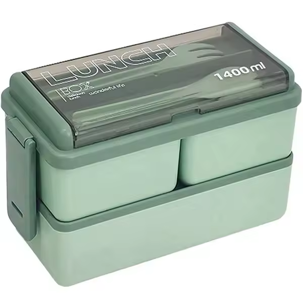 Caja de Almuerzo Bento a Prueba de Fugas Control de Porciones Contenedor Delgado - 1