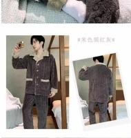Conjuntos de pijamas informales de alta calidad para hombre, ropa de casa de franela gruesa para otoño e invierno, trajes de dormir de terciopelo Coral cálido a la moda para hombre - details 5