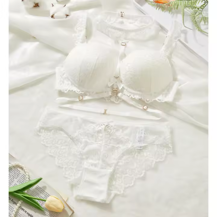 Nuevo conjunto de moda sexy con encaje bordado, cuello halter y lencería de dos piezas. - 1