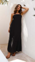 Vestido largo de satén de Color liso para mujer - details 24