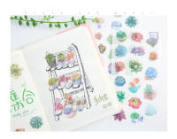 Pegatinas de Scrapbooking Kawaii de Plantas Succulentas en PVC Transparente 6 Hojas/Paquete Decoración para Diario y Papelería de Marca nbyinto - details 6