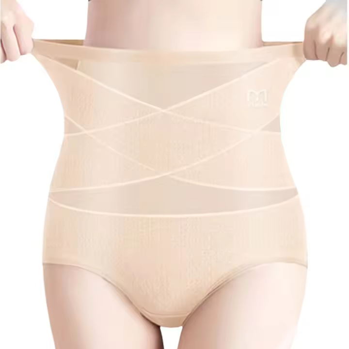 Bragas moldeadoras de cuerpo posparto de cintura alta, bragas de talla grande, levantador de glúteos de algodón, entrenador de cintura en la entrepierna de seda Mulberry - 1