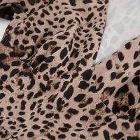 Estampado de leopardo con cuello en V ajustado verano otoño nuevo estampado manga larga vestido corto para mujer elegante - details 14