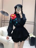 Otoño Invierno suéteres de punto mujeres jerseys moda coreana volantes manga 3D flores prendas de punto Top suéter Sueter Mujer Jumper - details 7