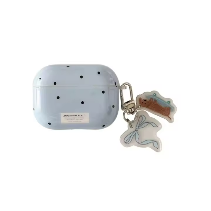 Funda protectora anticaída con estampado artístico de lunares y lunares azules para auriculares Bluetooth inalámbricos Apple AirPods 3. - 1
