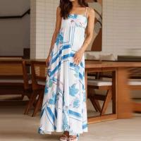 Vestido largo playero estilo bohemio vintage 2025 para mujer, con tirantes finos, espalda descubierta, estampado de sol, estilo swing. - details 16
