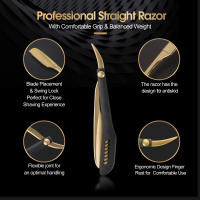 Afeitadora Profesional Manual de Acero Inoxidable con Borde Recto para Barbero Navaja de Afeitar Plegable para Portar y Corte de Barba - details 1