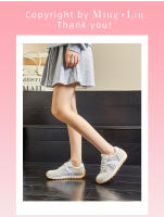 Zapatos deportivos de cuero nuevos, planos, informales, blancos para mujer. - details 15