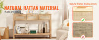 SucceBuy Mesa consola de ratán con 3 cajones de almacenamiento, puerta corrediza de ratán, mesa de sofá de entrada para sala de estar, estudio, pared de TV, material ecológico, construcción robusta, color natural - details 0