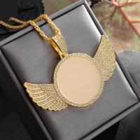 Colgante conmemorativo con foto de espejo de alas de Ángel con incrustaciones de cristal de hielo, collar de circonia, joyería de moda para parejas, regalo de cumpleaños - details 1