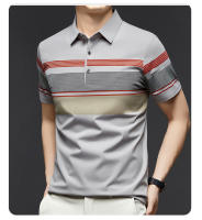 Base de seda helada de manga corta de verano, traje para papá de mediana edad y ancianos, top con cuello, camiseta polo para hombre - details 2