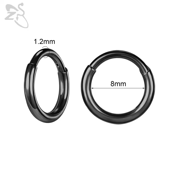 ZS-anillo redondo de acero inoxidable para la nariz, Piercings circulares para el tabique, joyería para el cartílago de la oreja, hélice, Concha, Color dorado, 16G, 8MM, 1 pieza - 1