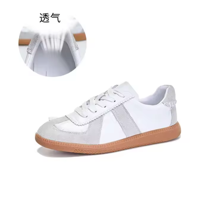 Zapatos de lona de corte bajo, zapatos de tenis blancos con cordones - 1