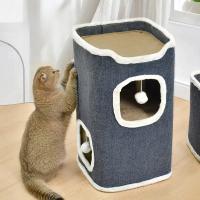 Casa de Gato de 3 Niveles Cueva de Mascota Cubierta con Alfombra Suave - details 2