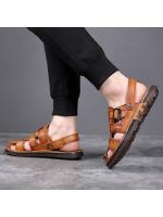 Sandalias de verano 2025 para hombre Auténtica piel, con punta, para exteriores, conducción, antideslizantes, playa, estilo moderno - details 3