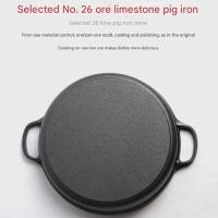 Sartén de hierro fundido duradera de 22/25 cm antiadherente y gruesa con tapa, doble asa, wok de hierro para cocina de gas e inducción. - details 1