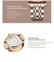 Reloj de Cuarzo Casual de Oro Roso para Damas Correa de Acero Inoxidable - details 8