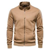 Primavera otoño cuello vertical cremallera manga larga sudadera versátil hombre deportivo color casual cardigan - details 2