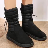 Botas de nieve a media pantorrilla para mujer, zapatos de plataforma, mantienen el calor, con cordones, cómodas, impermeables, calidad, invierno - details 5