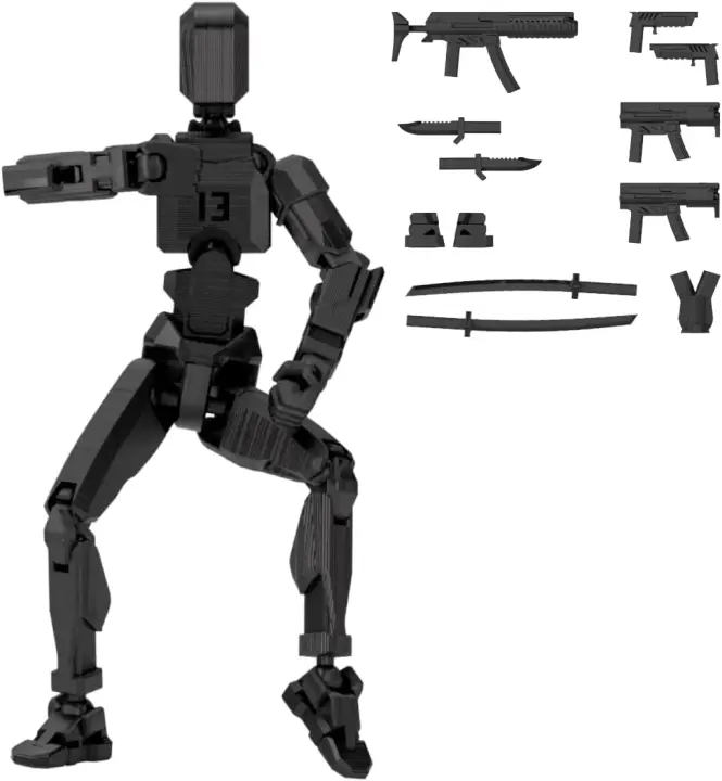 Figura de acción T13, figura de acción T13 Dummy13, móvil multiarticulado impreso en 3D, regalos creativos para niños y adultos (negro) - 1