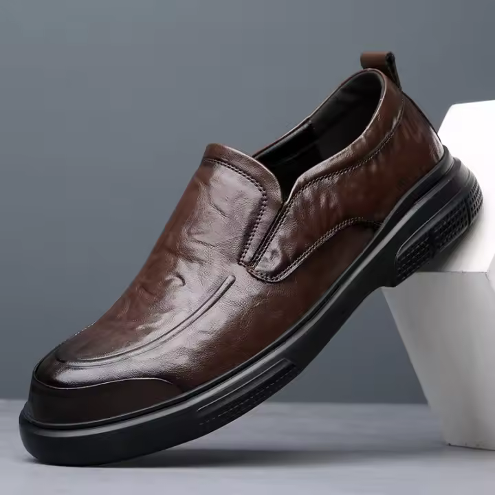 Nuevos zapatos de cuero para hombres, calzado informal, transpirable, de negocios, con pedal - 1