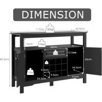 Aparador de Cocina con Botellero para 9/12 Botellas, Mueble Buffet con 2 Armarios con Puerta y un Cajón, Armario de Almacenamiento para Comedor, Salón, 116 x 40 x 82 cm (Negro) - details 2